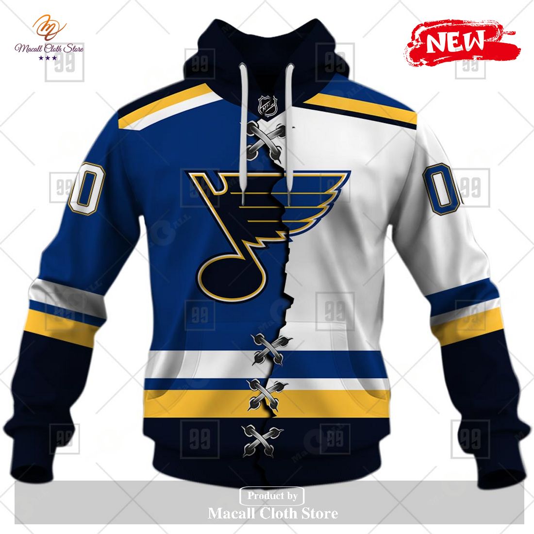 Personalized NHL St. Louis Blues Mix Color Jersey 2023 Hoodie Sweatshirt 3D