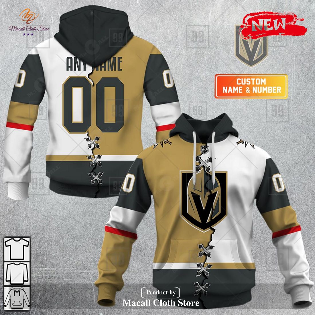 Personalized NHL Vegas Golden Knights Mix Color Jersey 2023 Hoodie Sweatshirt 3D