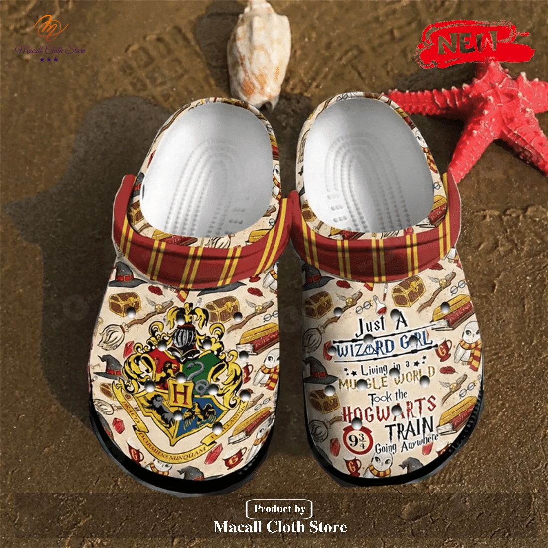 [NEW] Harry Potter Fan Just a Wizard Girl gift For lover Rubber Crocs Crocband Clogs Comfy Footwear