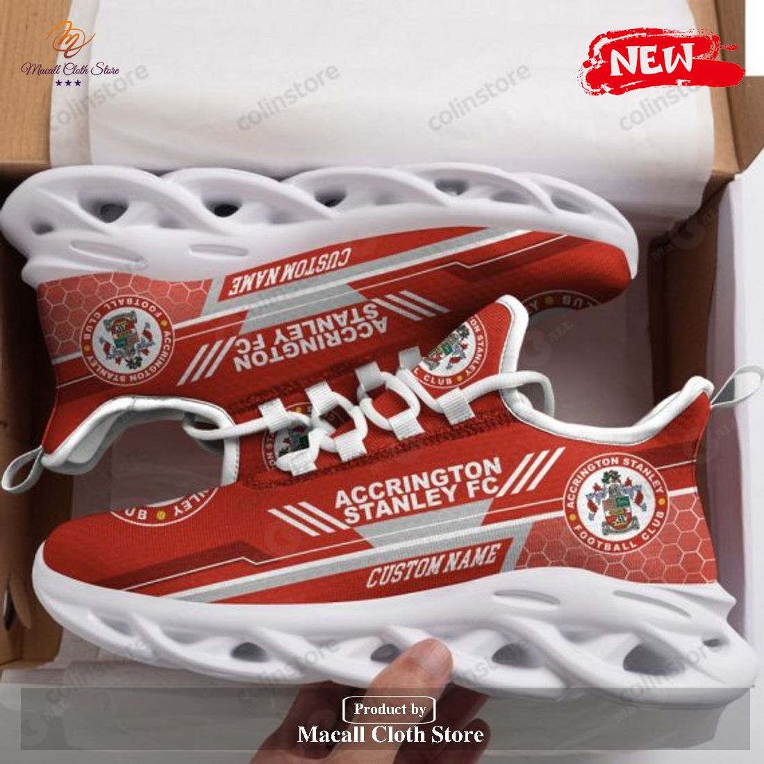 Personalized Name Accrington Stanley Running Sports Shoes For Men Women Football Fan Max Soul Sneakers
