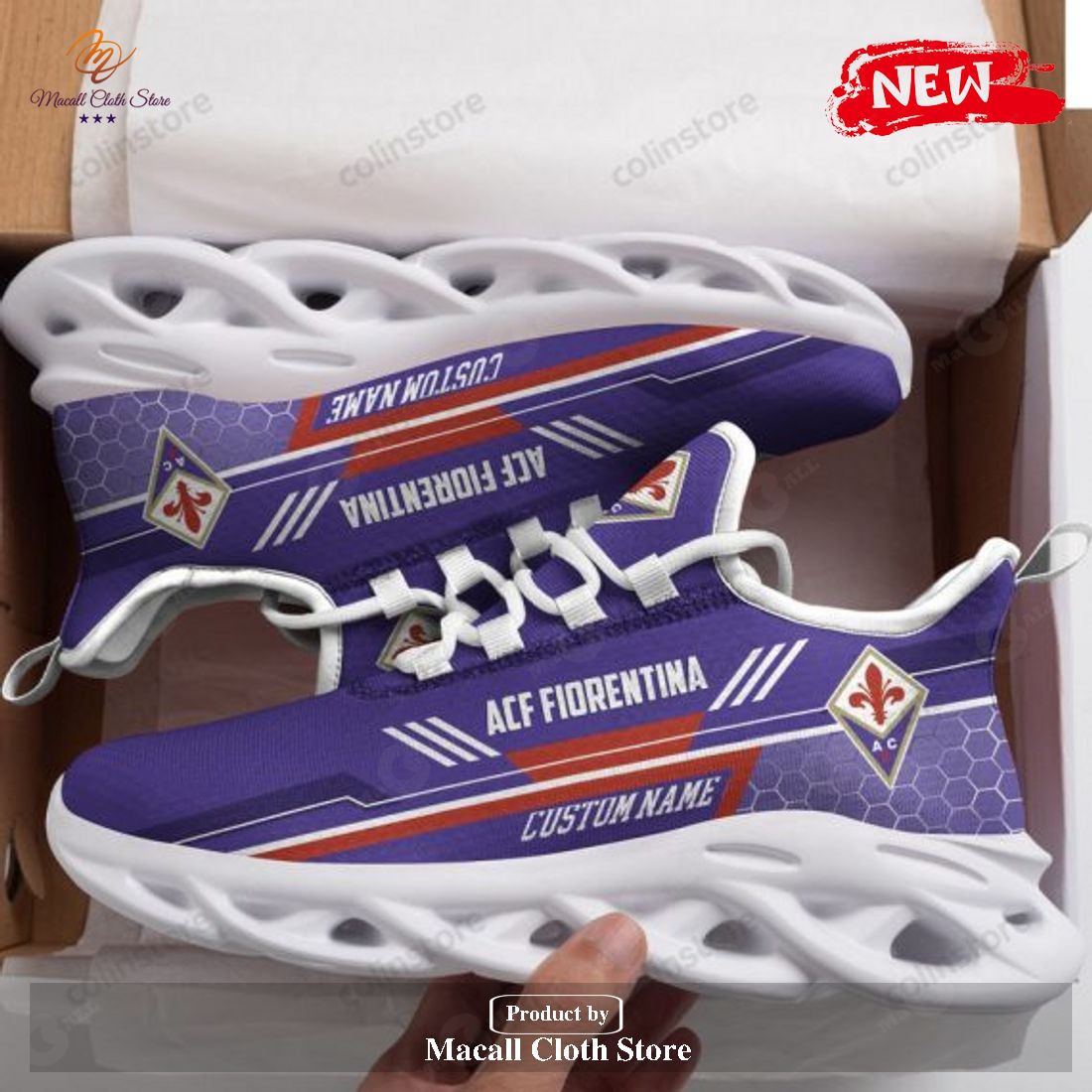 Personalized Name ACF Fiorentina Running Sports Shoes For Men Women Football Fan Max Soul Sneakers