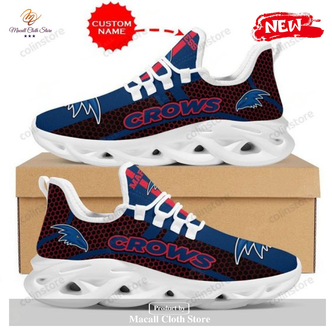 Personalized Name Adelaide Crows Shoes Max Soul Luxury AFL Max Soul Sneakers