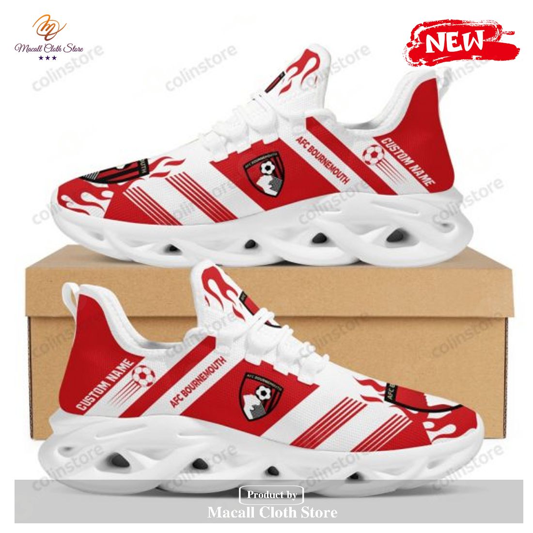 Personalized Name AFC Bournemouth Running Sports Shoes EFL Max Soul Sneakers Personalized Name AFC Bournemouth Running Sports Shoes EFL Max Soul Sneakers