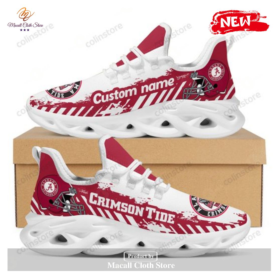 Personalized Name Alabama Crimson Tide American Football Team Helmet For Fans Max Soul Sneakers Personalized Name Alabama Crimson Tide American Football Team Helmet For Fans Max Soul Sneakers