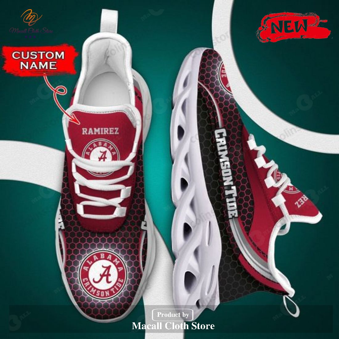 Personalized Name Alabama Crimson Tide Luxury NCAA Max Soul Sneakers