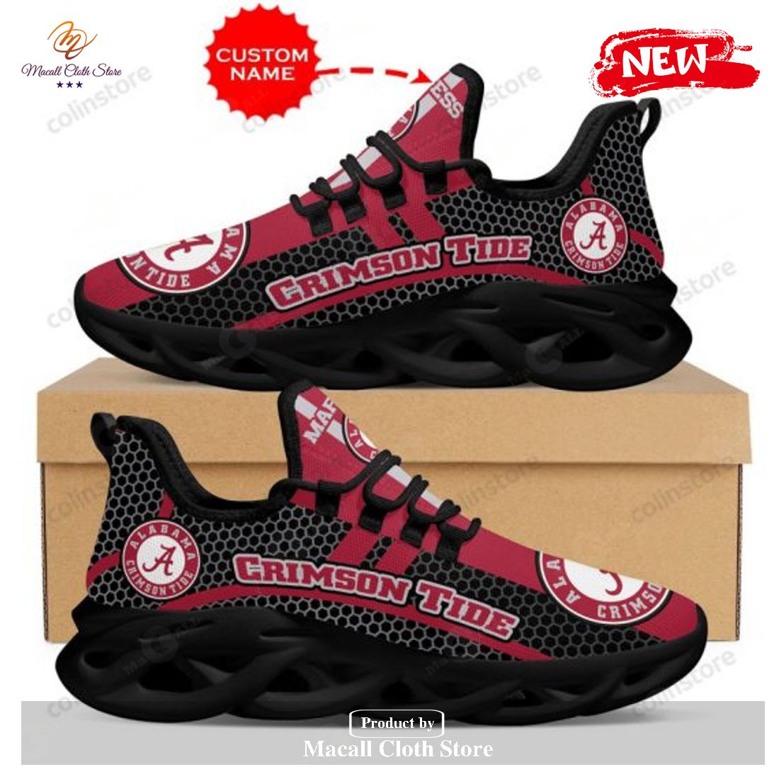 Personalized Name Alabama Crimson Tide Luxury NCAA1 Max Soul Sneakers