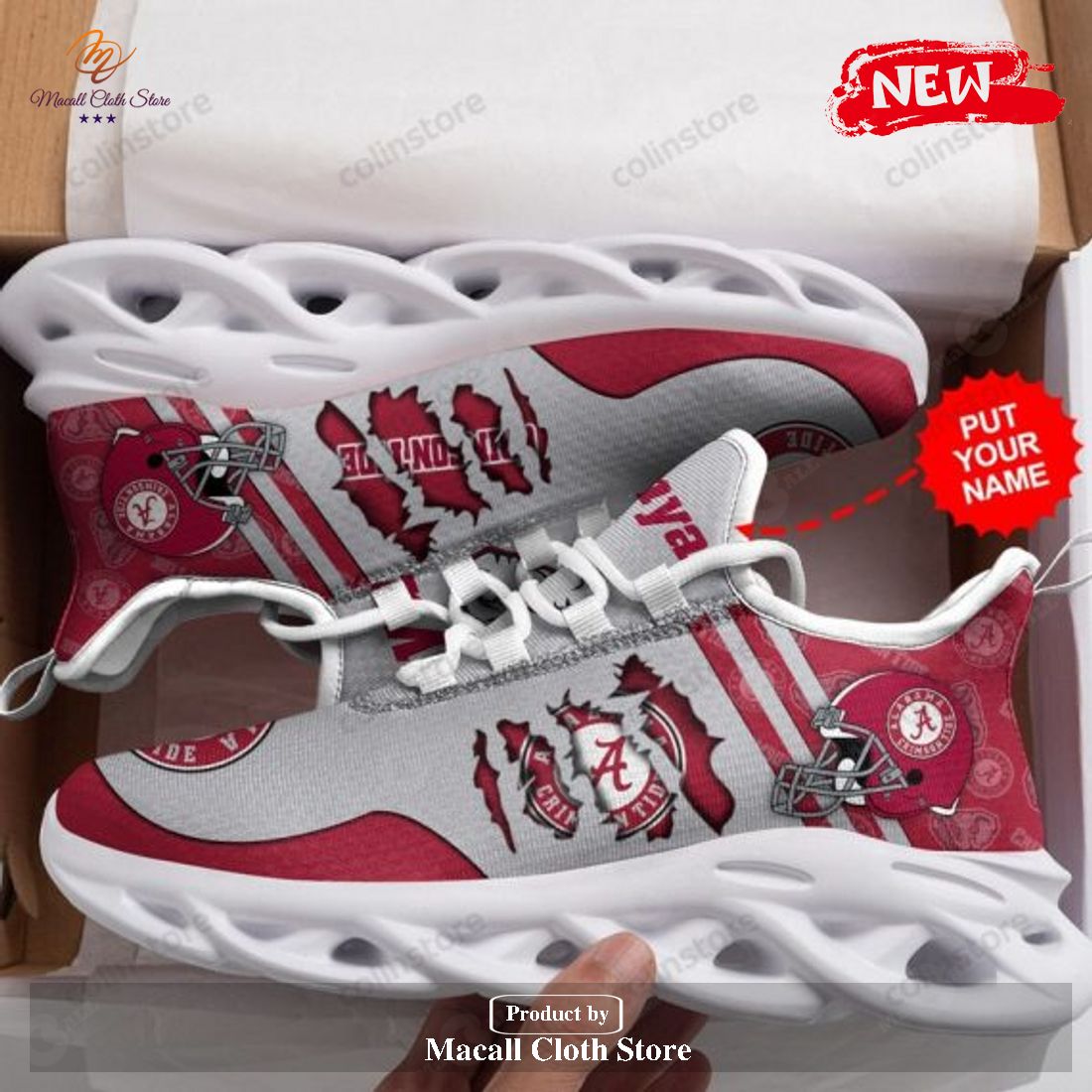 Personalized Name Alabama Crimson Tide Running For Men Women Max Soul Sneakers