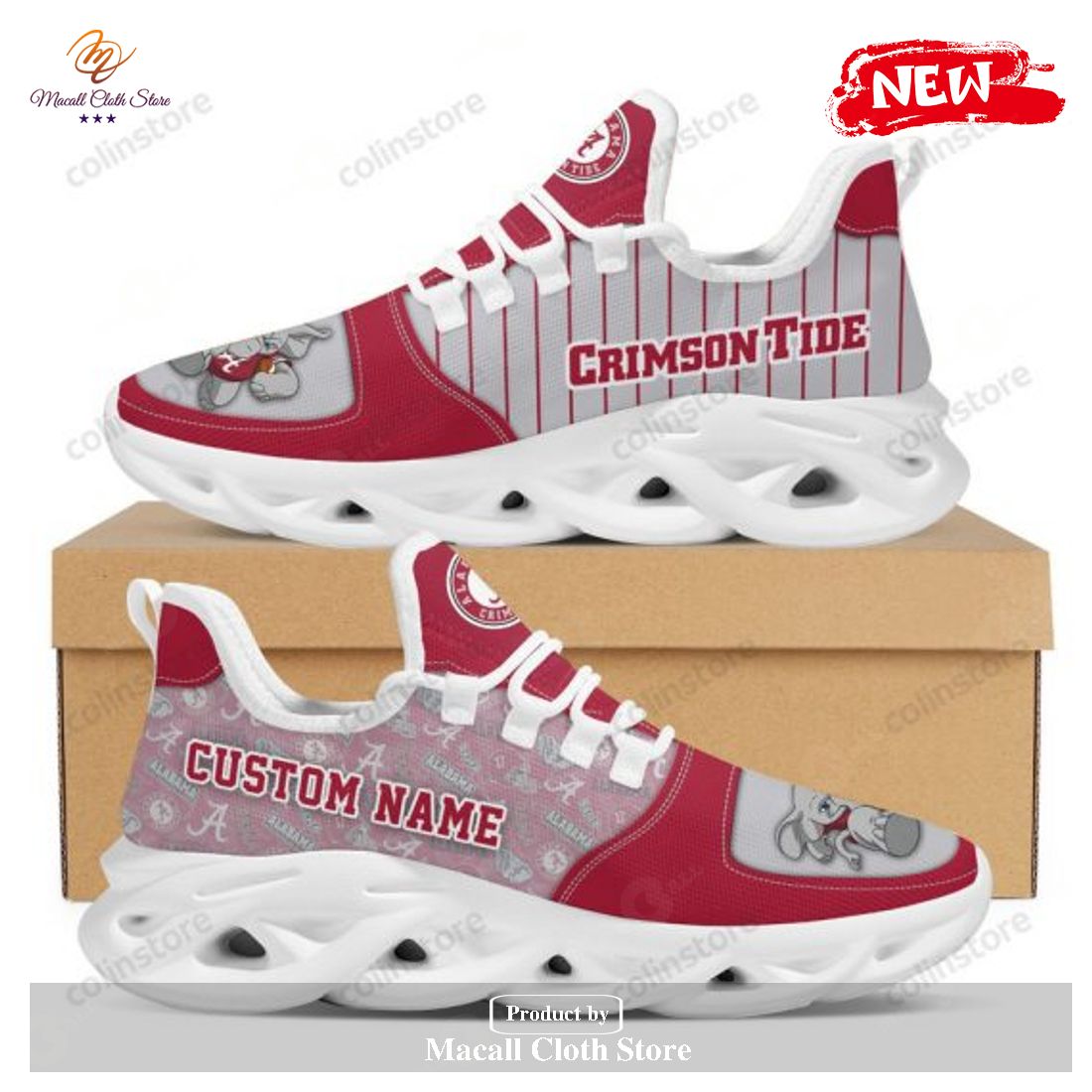 Personalized Name Alabama Crimson Tide Running For Men Women University Of Alabama Max Soul Sneakers