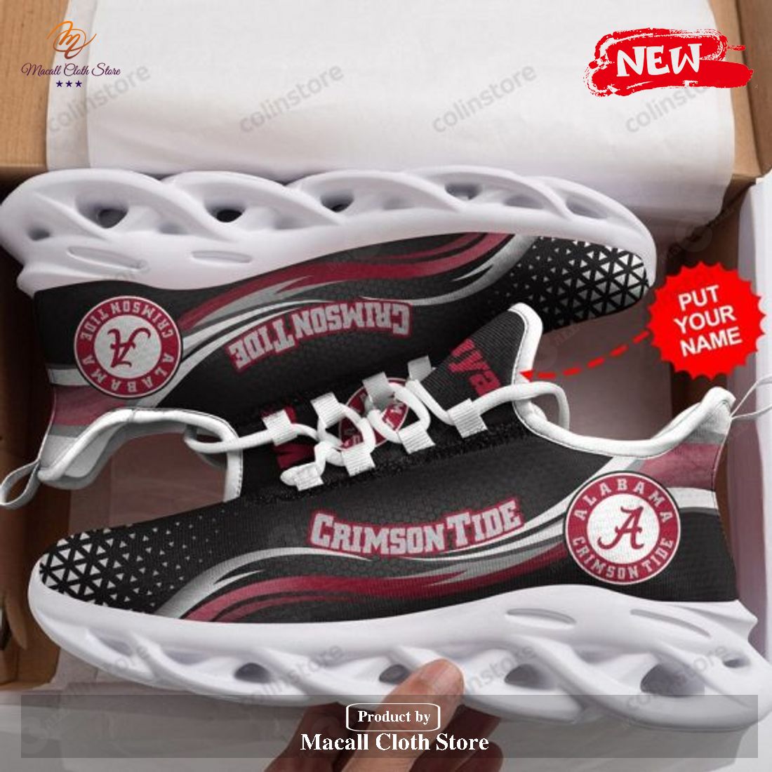 Personalized Name Alabama Crimson Tide Running Sports Shoes Max Soul Sneakers Personalized Name Alabama Crimson Tide Running Sports Shoes Max Soul Sneakers