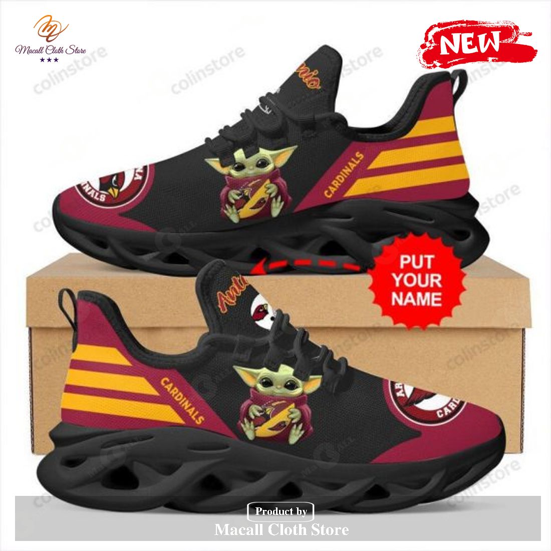 Personalized Name Arizona Cardinals Baby Yoda Hug Running Sports Shoes For Men Women Max Soul Sneakers Personalized Name Arizona Cardinals Baby Yoda Hug Running Sports Shoes For Men Women Max Soul Sneakers