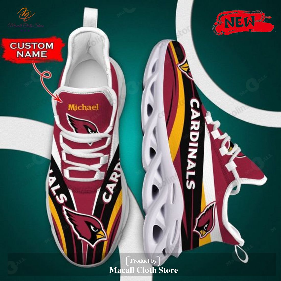 Personalized Name Arizona Cardinals Clunky Luxury NFL Max Soul Sneakers Personalized Name Arizona Cardinals Clunky Luxury NFL Max Soul Sneakers