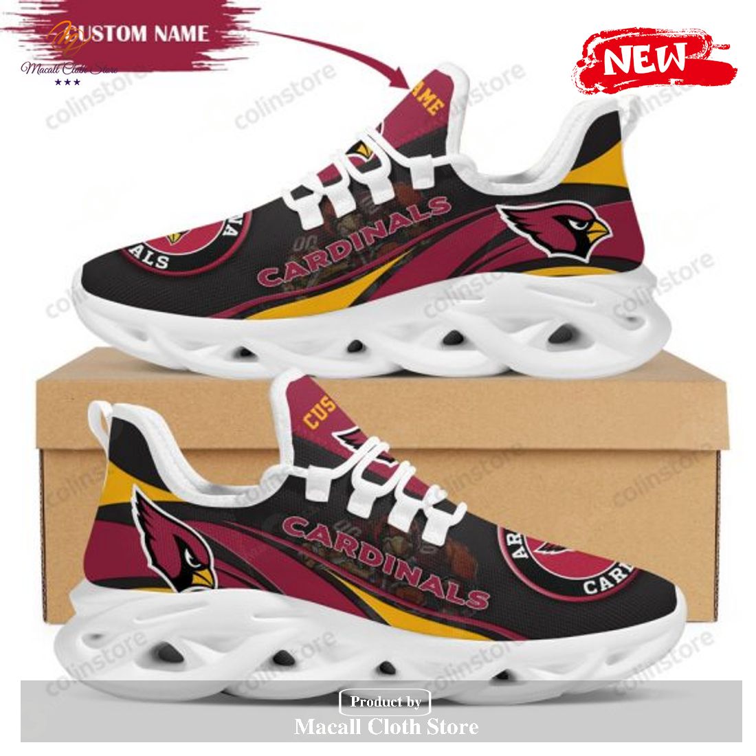 Personalized Name Arizona Cardinals Mascot Running Sports Shoes For Men Max Soul Sneakers Personalized Name Arizona Cardinals Mascot Running Sports Shoes For Men Max Soul Sneakers