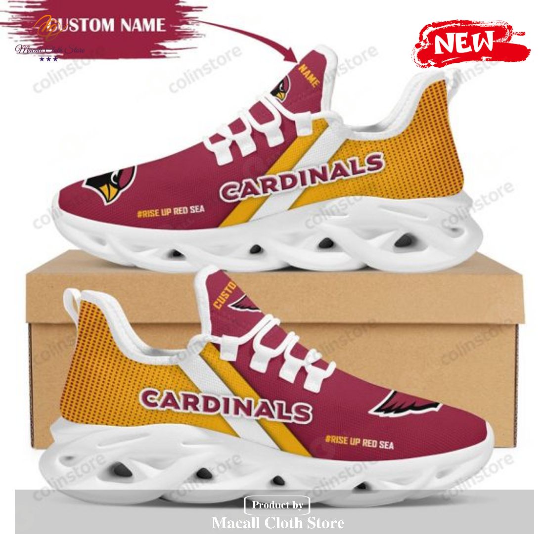 Personalized Name Arizona Cardinals Running Sports For Men Women NFL Max Soul Sneakers