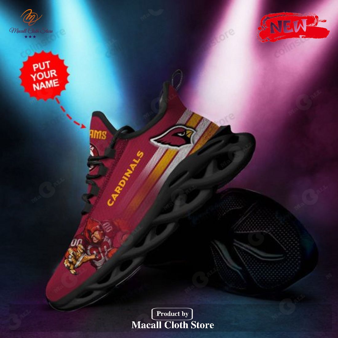 Personalized Name Arizona Cardinals Running Sports Shoes Design For Men Women Max Soul Sneakers Personalized Name Arizona Cardinals Running Sports Shoes Design For Men Women Max Soul Sneakers