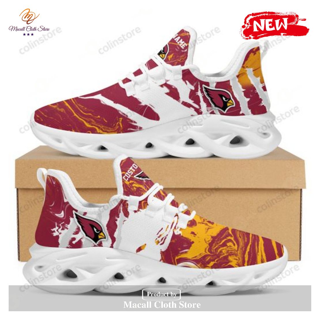 Personalized Name Arizona Cardinals American Trending Clunky Sneaker Shoes For Men Women Max Soul Sneaker Shoes