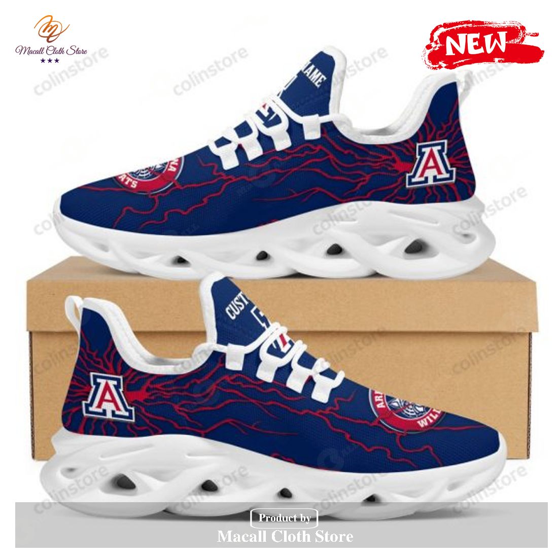 Personalized Name Arizona Wildcats Stylish Graffiti Max Soul Sneaker Shoes