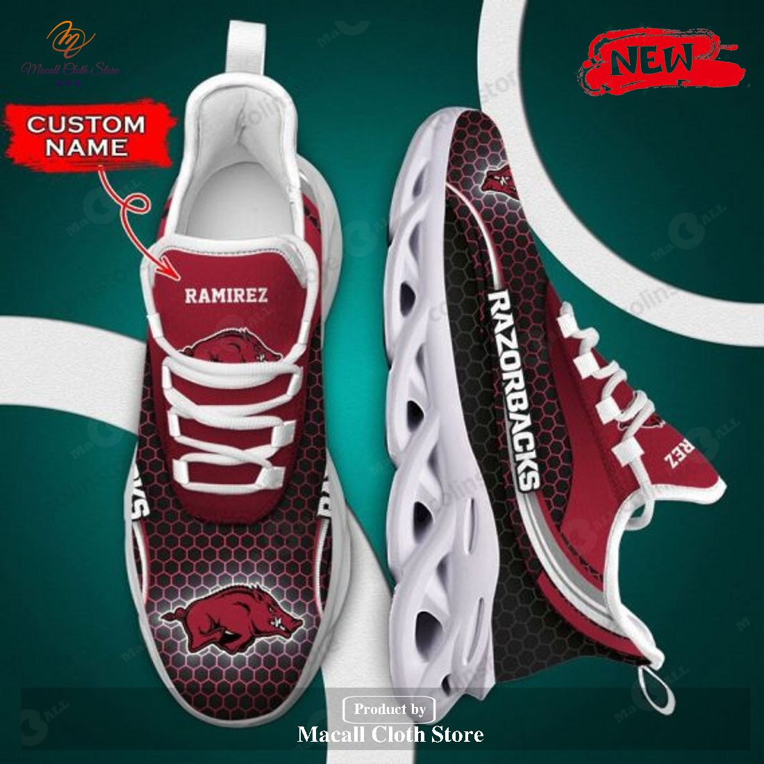 Personalized Name Arkansas Razorbacks Hot Shoes Luxury NCAA Max Soul Sneaker Shoes