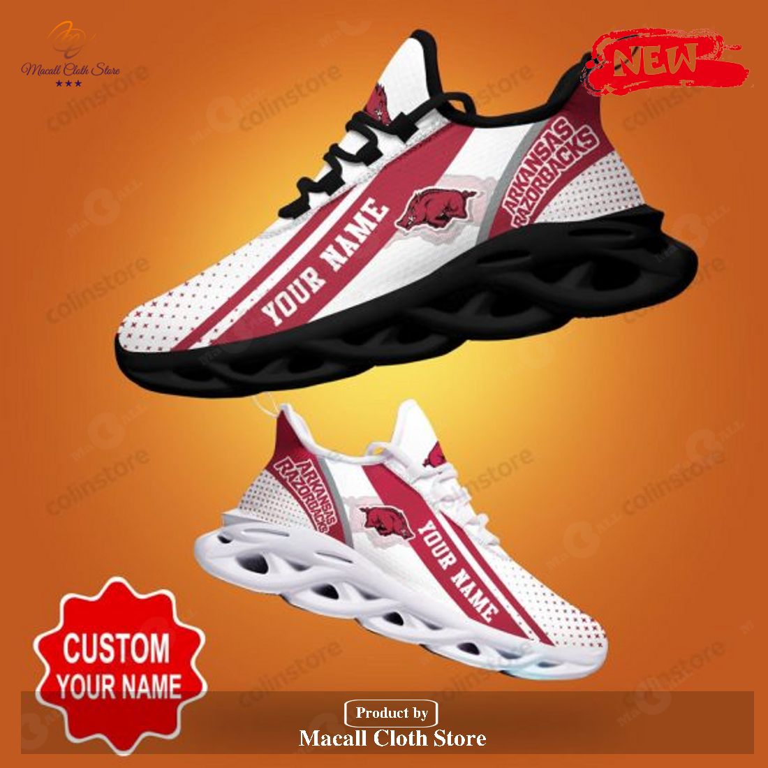 Personalized Name Arkansas Razorbacks New Trending Gift For Sport Lovers Max Soul Sneaker Shoes