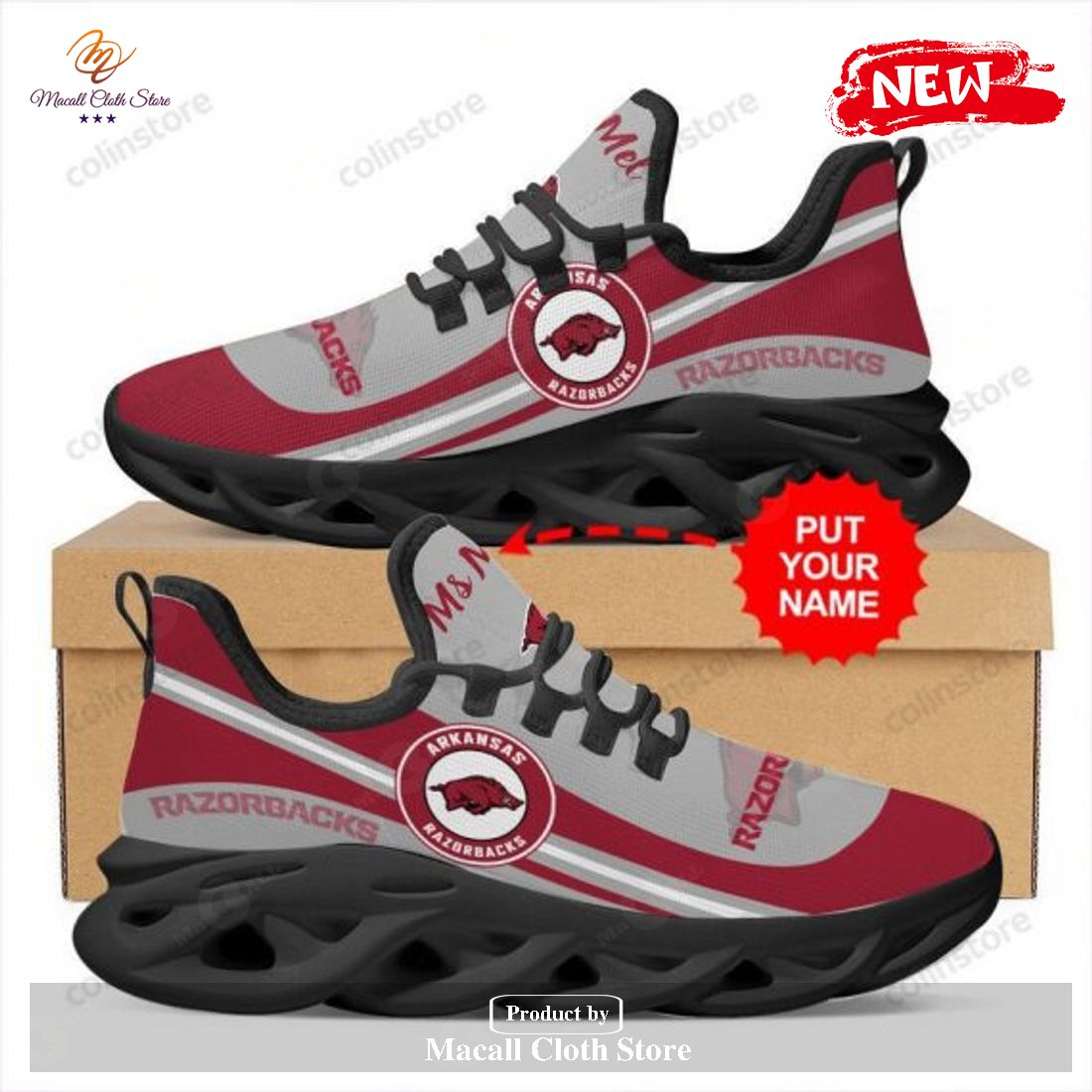 Personalized Name Arkansas Razorbacks Running Sports Design Max Soul Sneaker Shoes