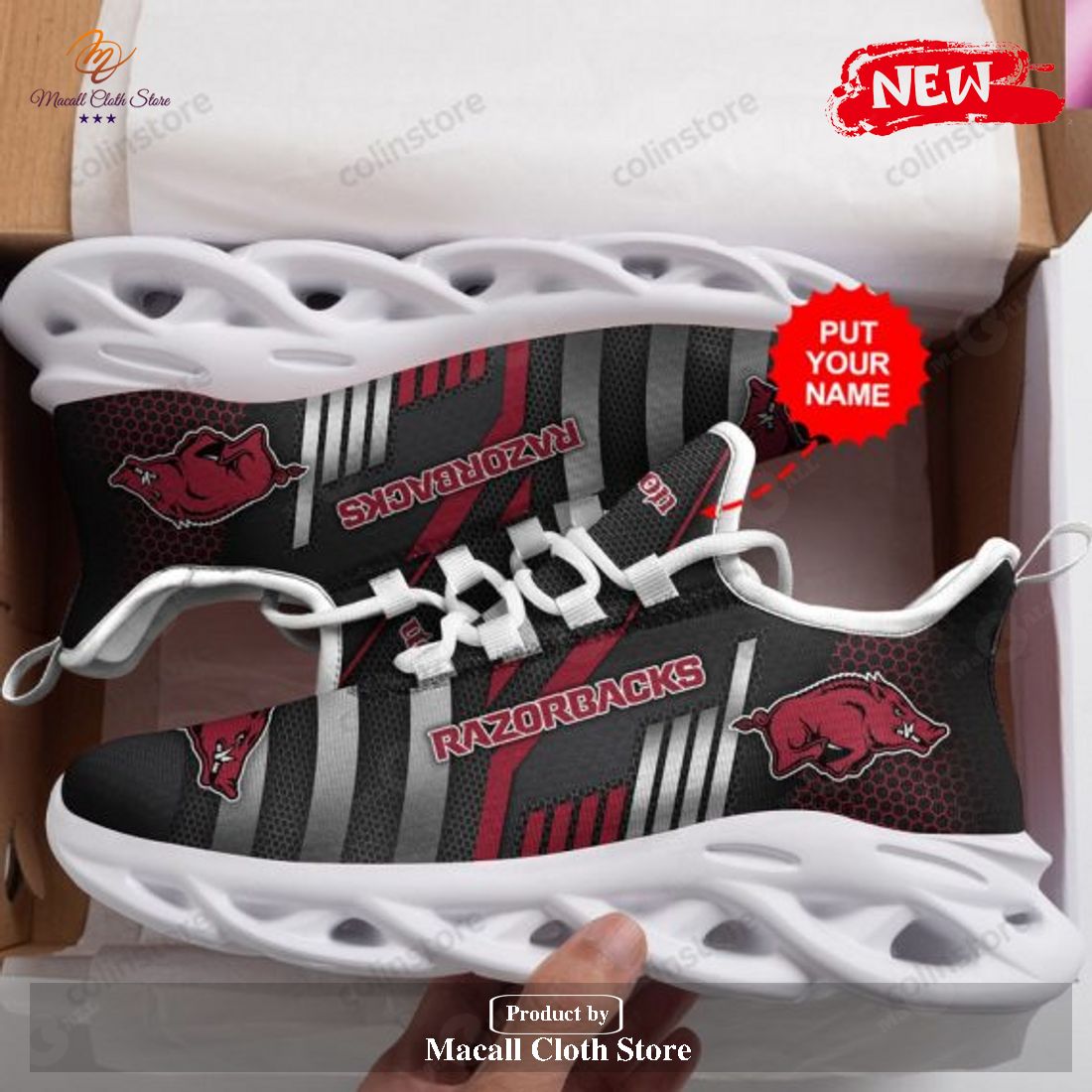 Personalized Name Arkansas Razorbacks Running Sports Shoes For Men Women Max Soul Sneaker Shoes