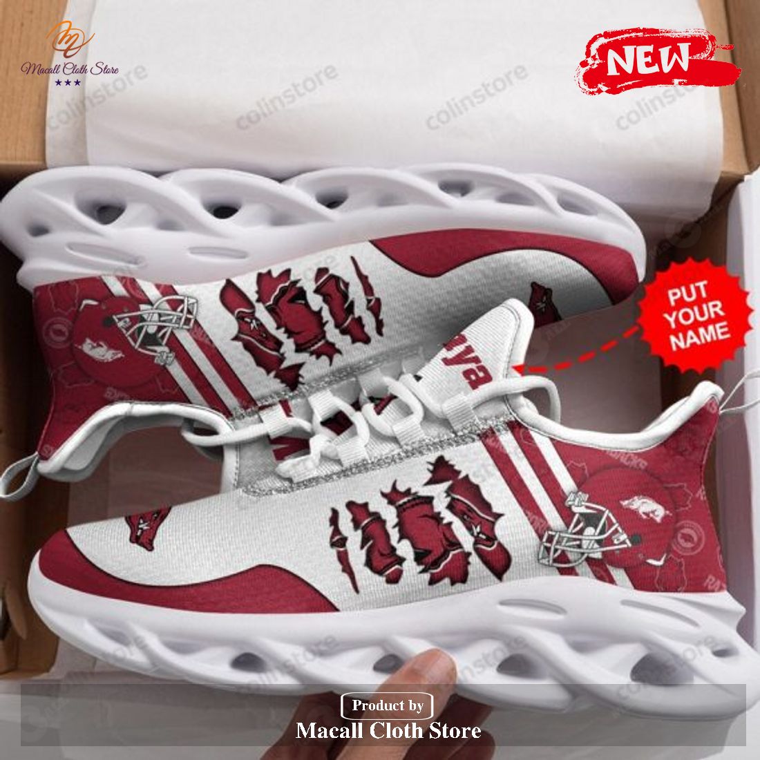 Personalized Name Arkansas Razorbacks Running Sports Shoes Luxury For Fan Max Soul Sneaker Shoes