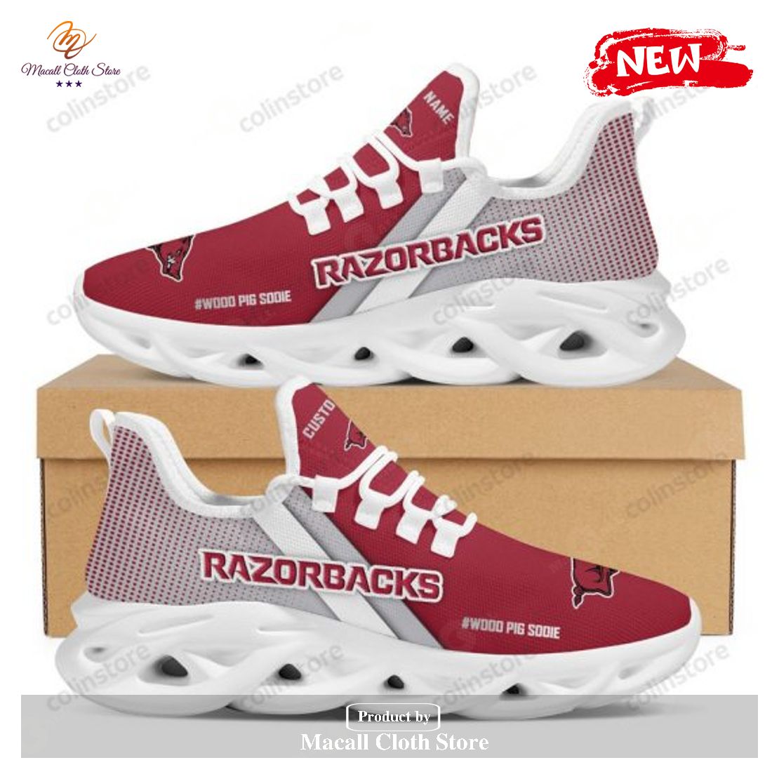 Personalized Name Arkansas Razorbacks Running Sports University Of Arkansas Max Soul Sneaker Shoes