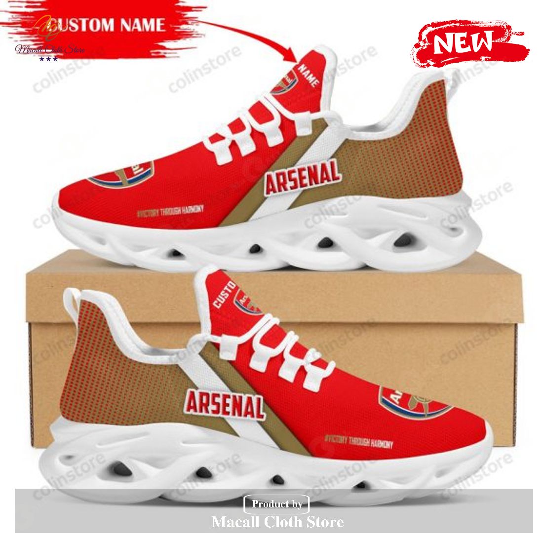 Personalized Name Arsenal Running Sports Shoes For Men Women NHA Max Soul Sneaker Shoes