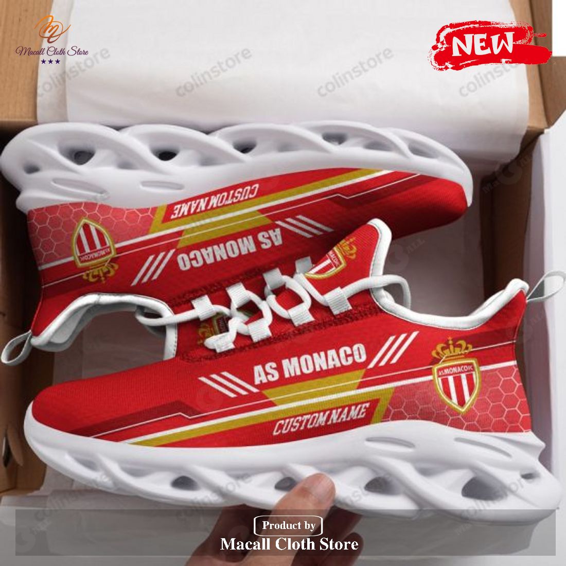 Personalized Name AS Monaco FC Running Sports Design Football Fan Max Soul Sneaker Shoes