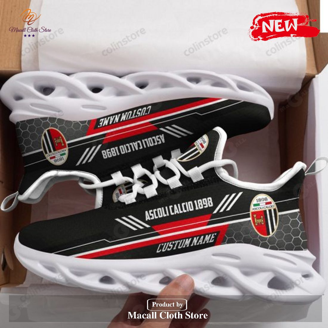 Personalized Name Ascoli Calcio Running Sports Design Football Fan Max Soul Sneaker Shoes