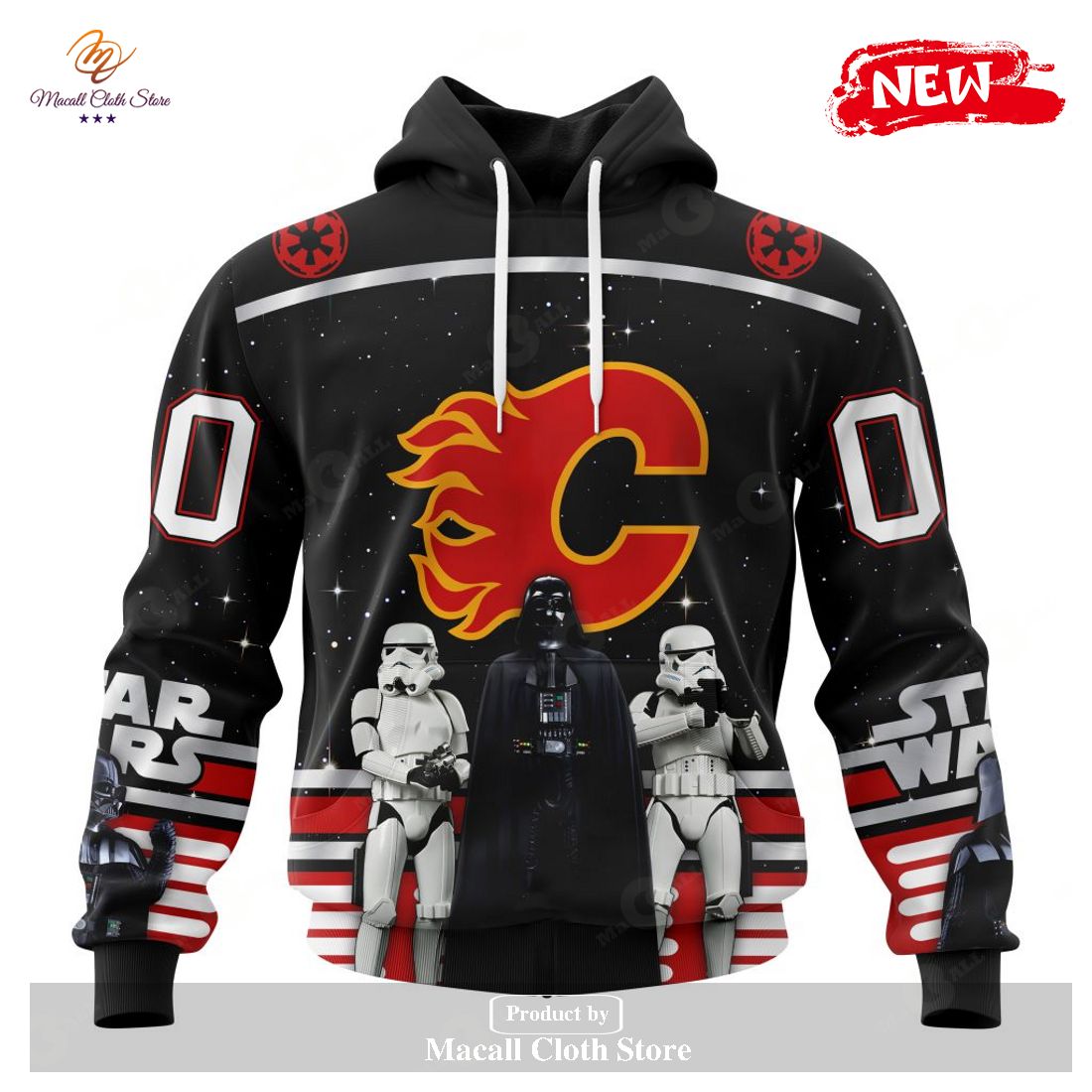 Personalized NHL Calgary Flames Special Star Wars Black Design May The 4th Be With You Hoodie Sweatshirt 3D