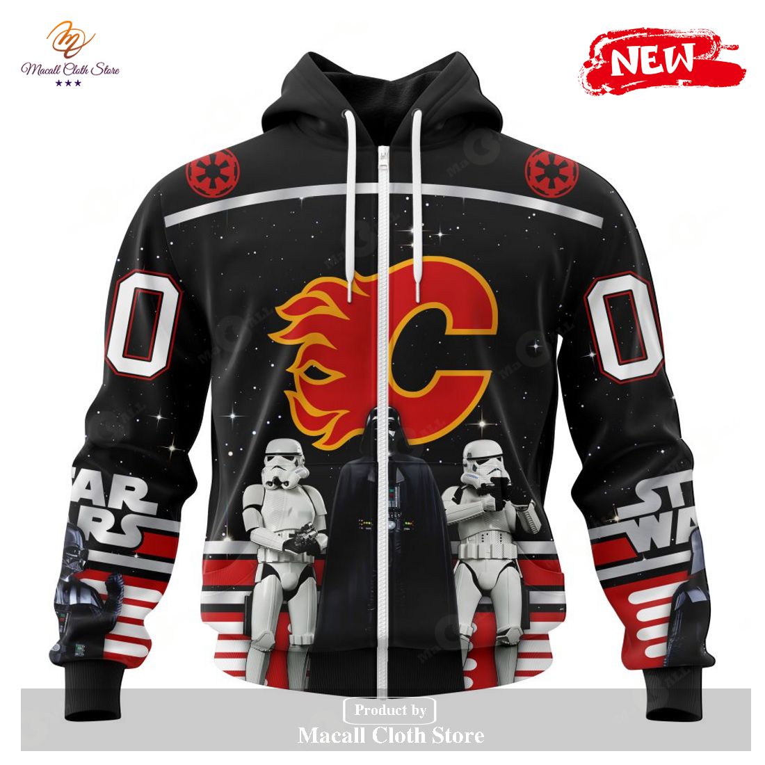 Personalized NHL Calgary Flames Special Star Wars Black Design May The 4th Be With You Hoodie Sweatshirt 3D