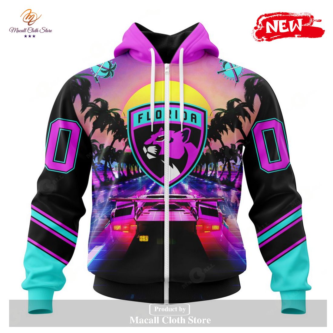 Personalized NHL Florida Panthers Special Miami Vice Pink Design Hoodie Sweatshirt 3D