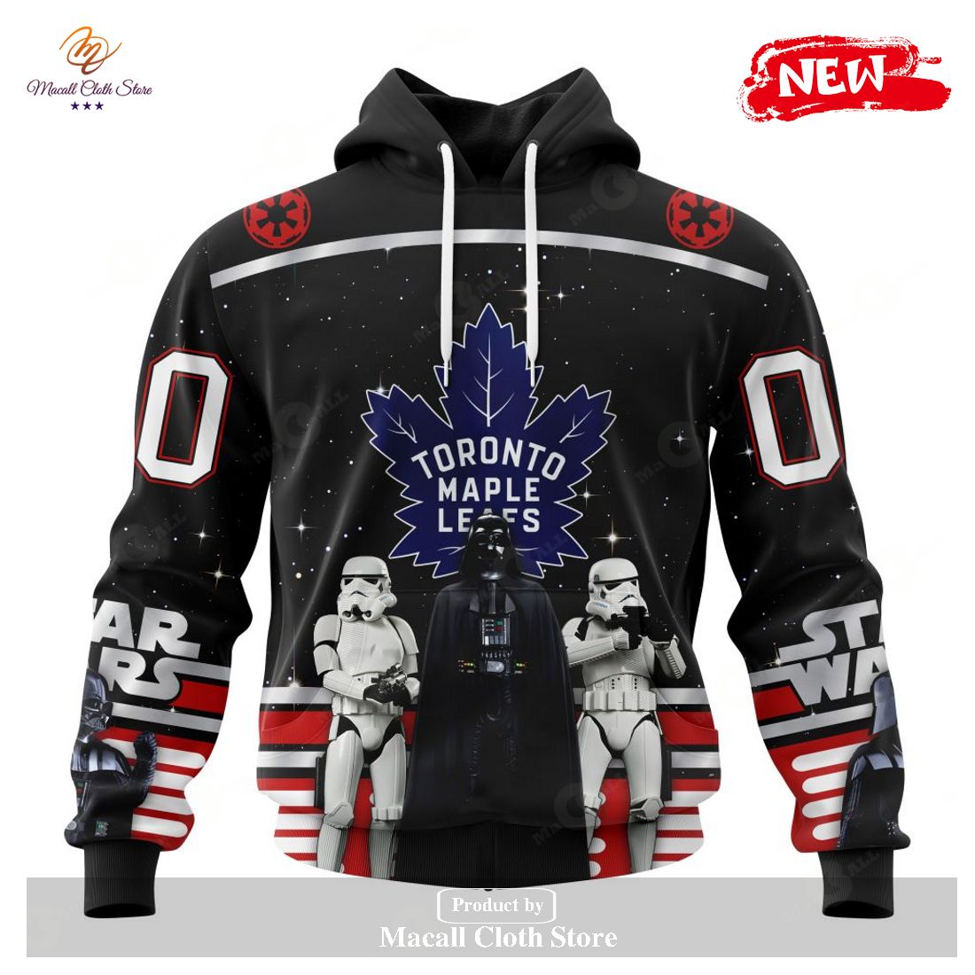 Personalized NHL Toronto Maple Leafs Special Star Wars Black Design May The 4th Be With You Hoodie Sweatshirt 3D