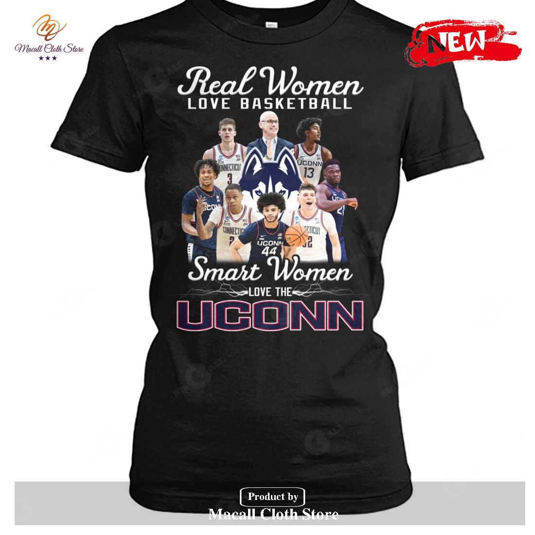 Real Women Love Basketball Smart Women Love Uconn-Unisex T-Shirt