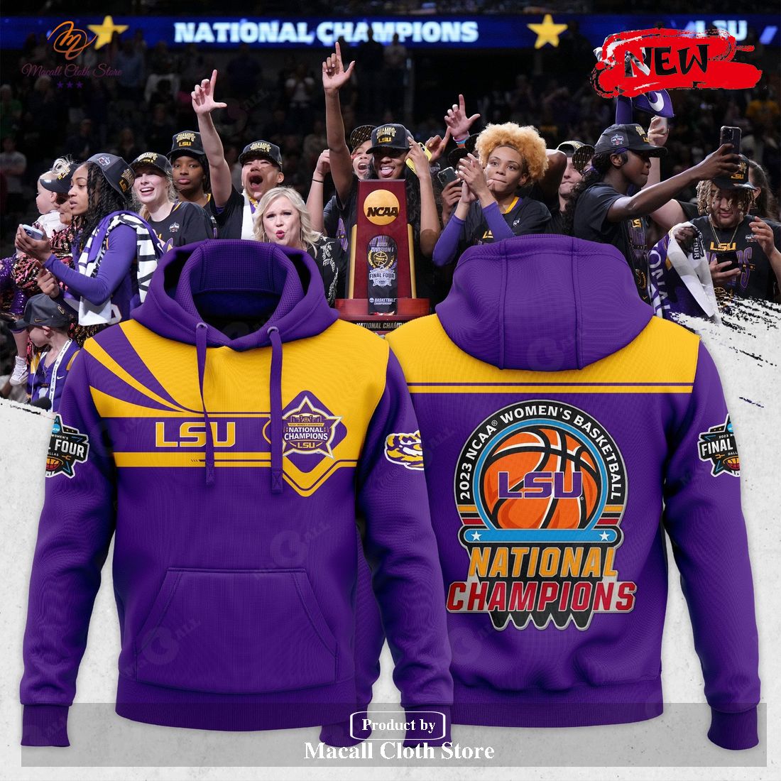 Lsu Tigers 2023 Ncaa Women S Basketball National Champions Hoodie Sweatshirt 3d Macall Cloth