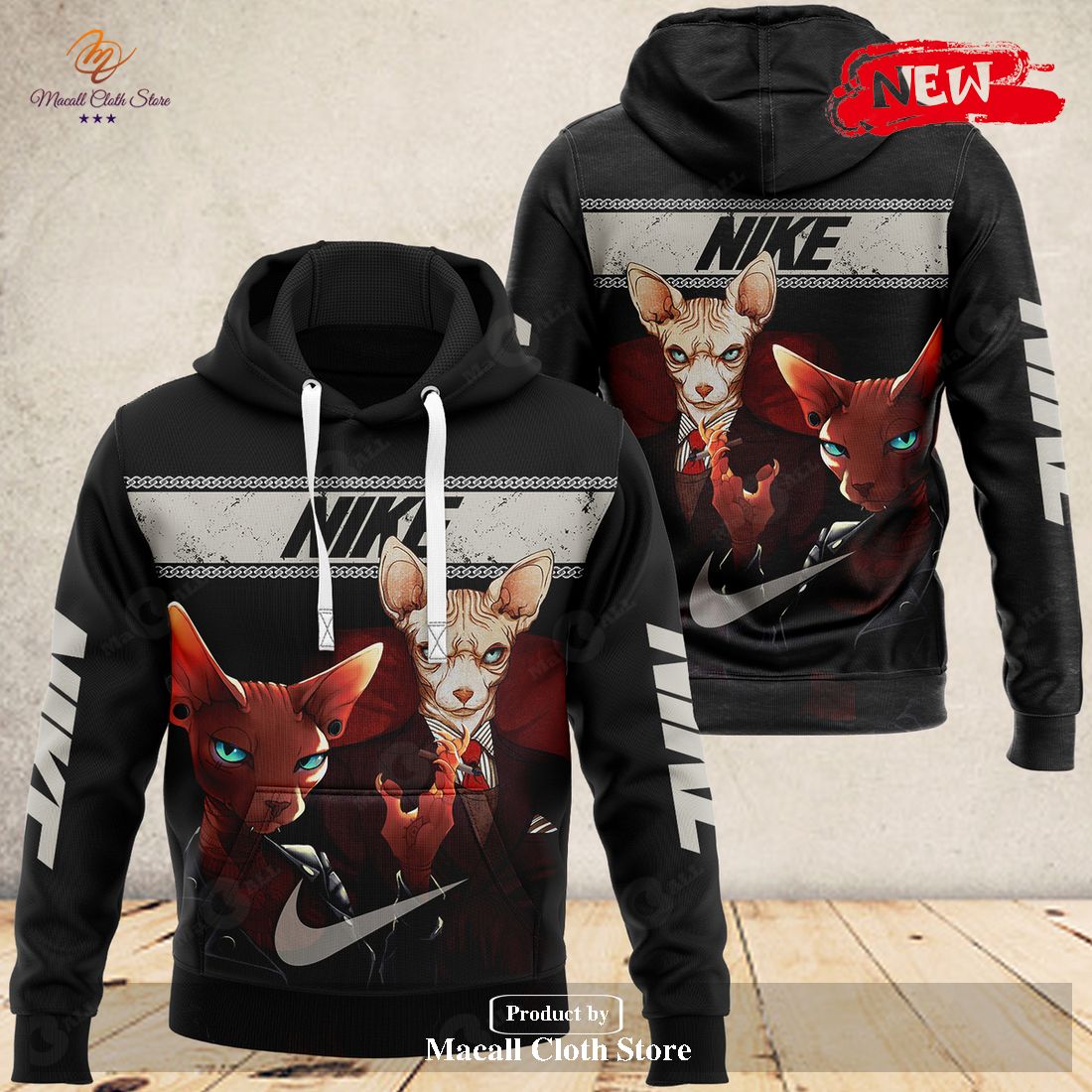 Nike Black Cat Fashion Luxury US Hoodie Sweatshirt 3D And Pants