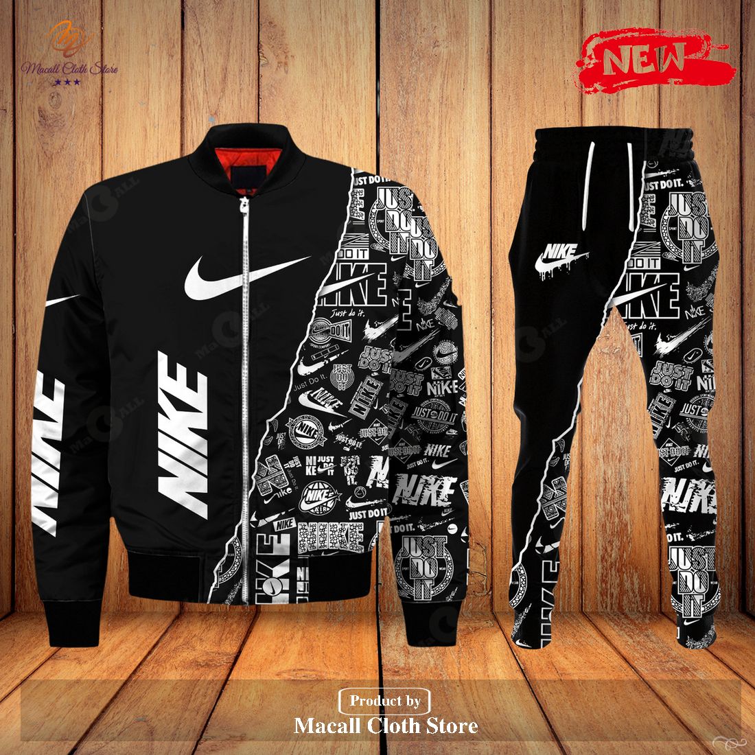 Nike Black Fashion Full Pattern Luxury Design Hoodie Sweatshirt 3D And Pants