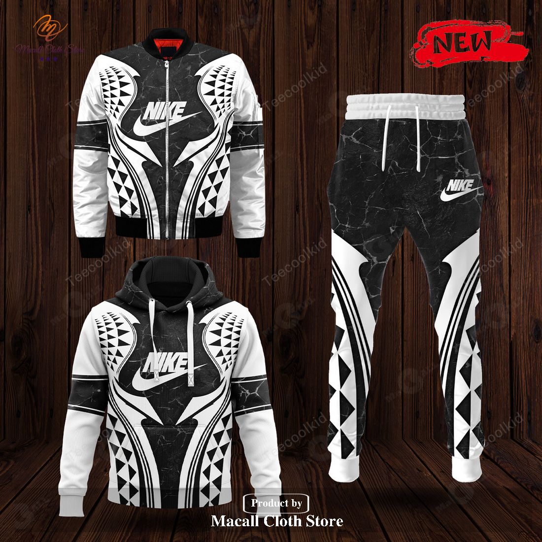 Nike Fashion Black Plaid Luxury Design Hoodie Sweatshirt 3D And Pants