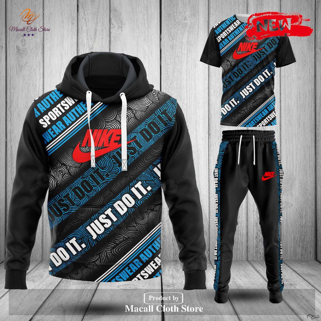 Nike Fashion Blue Full Option Just Do It Luxury Design Hoodie Sweatshirt 3D And Pants