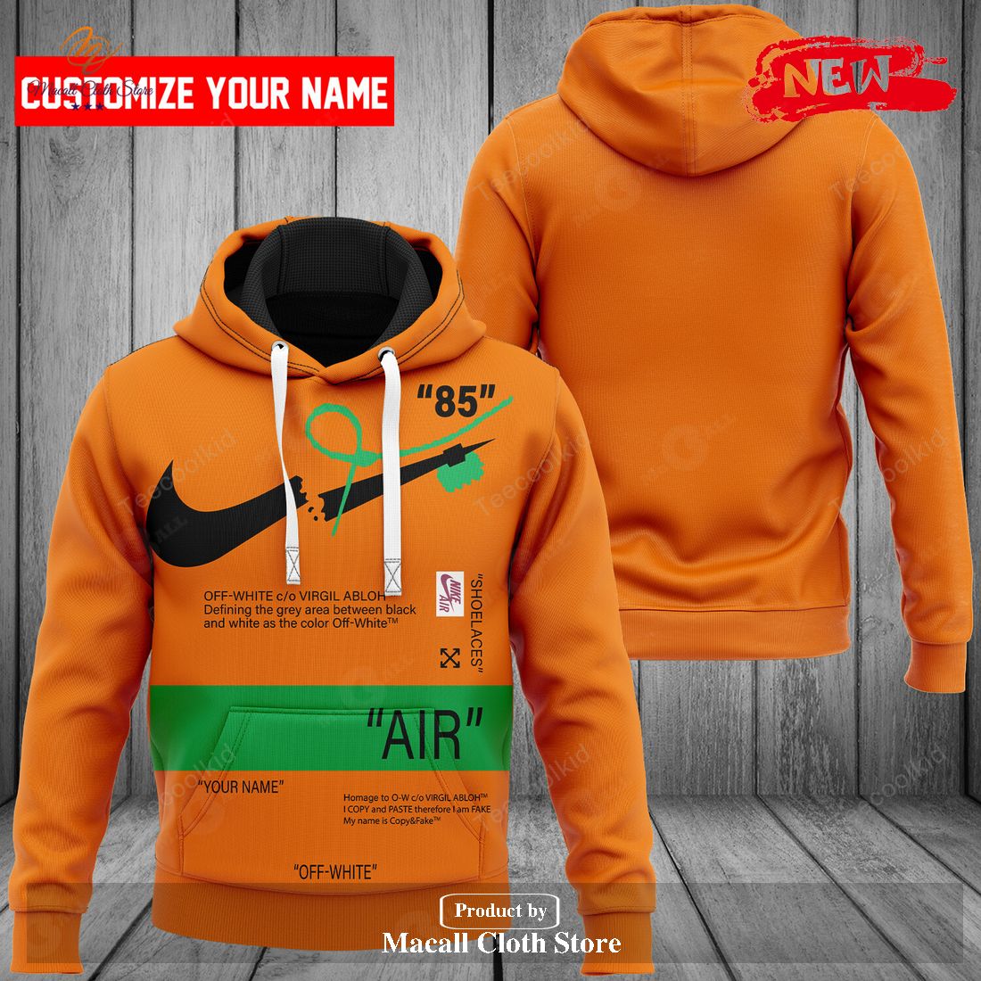 Nike Fashion Custom Orange Air Design Hoodie Sweatshirt 3D And Pants