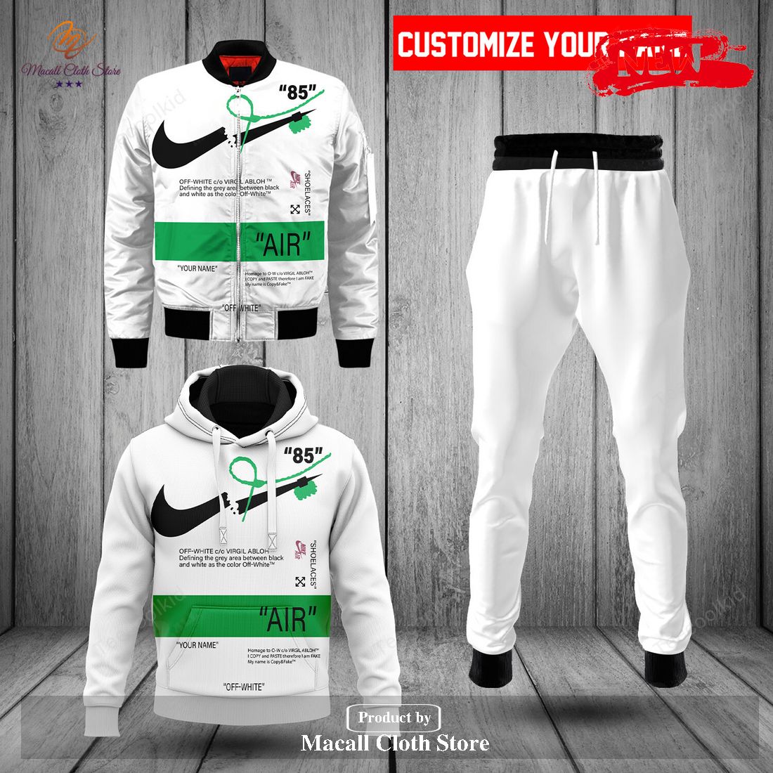 Nike Fashion Custom White Air Design Hoodie Sweatshirt 3D And Pants