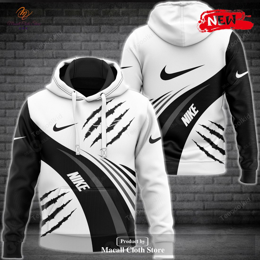 Nike Fashion Scratch Effect Hot Luxury Design Hoodie Sweatshirt 3D And Pants