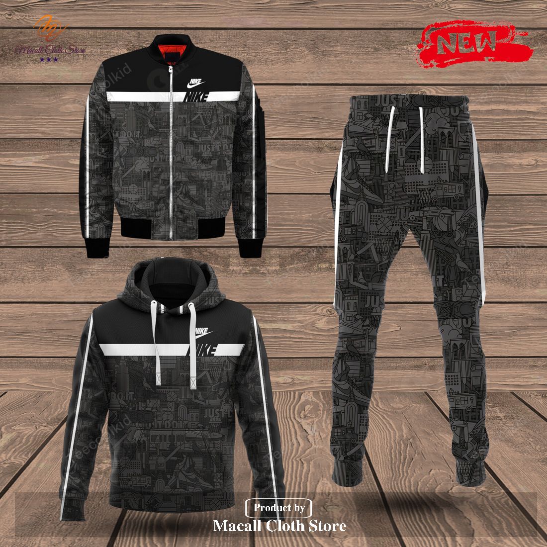 Nike Gray Fashion Basic Premium Luxury Design Hoodie Sweatshirt 3D And Pants
