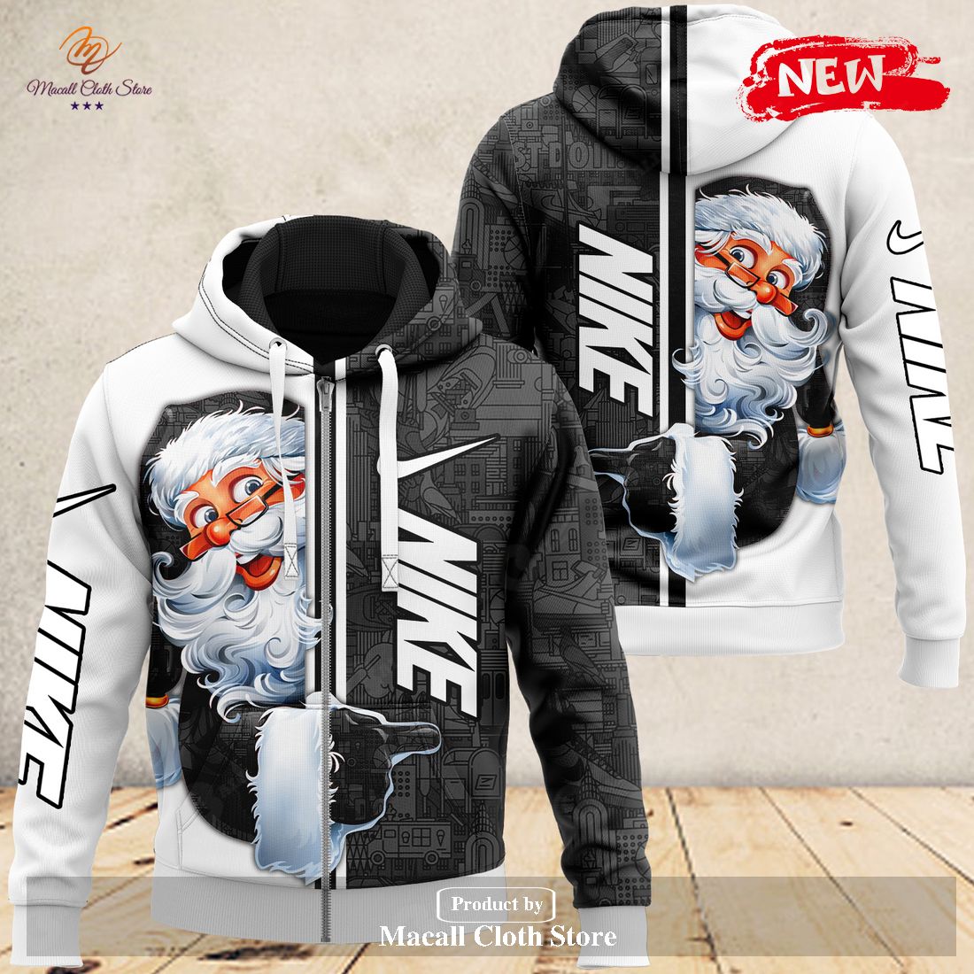 Nike Happy Santa Claus Funny Fashion Luxury US Hoodie Sweatshirt 3D And Pants