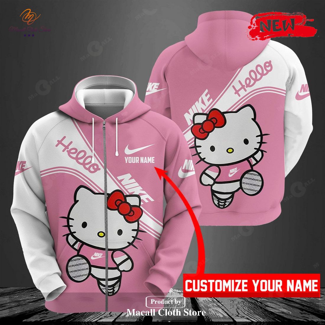 Nike Pink Design Hello Kitty Friends Luxury Hoodie Sweatshirt 3D And ...