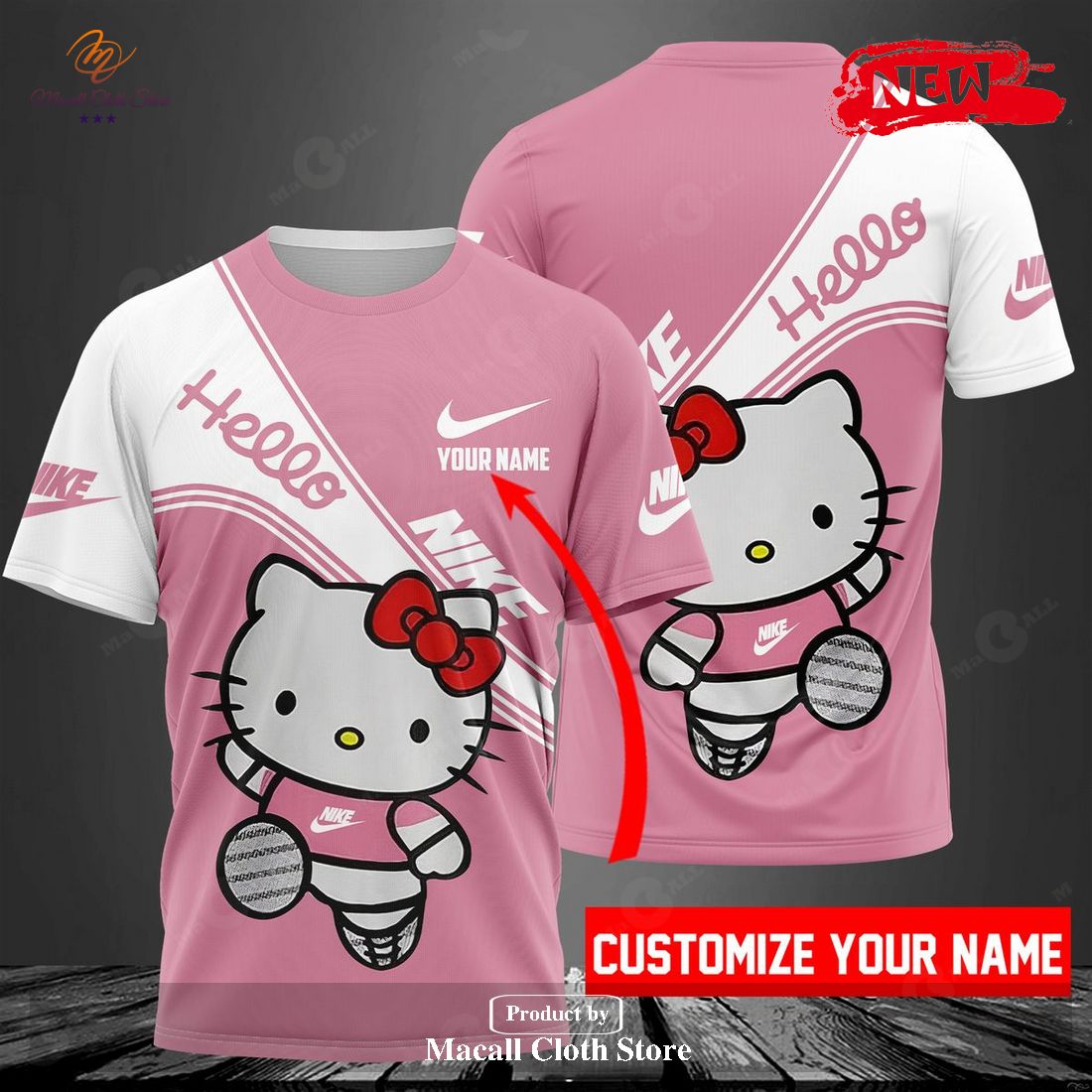 Nike Pink Design Hello Kitty Friends Luxury Hoodie Sweatshirt 3D And ...
