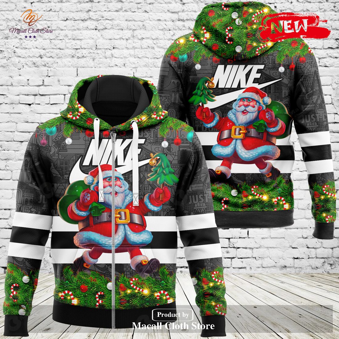 Nike Santa Claus Give Gifts Fashion Luxury US Hoodie Sweatshirt 3D And Pants