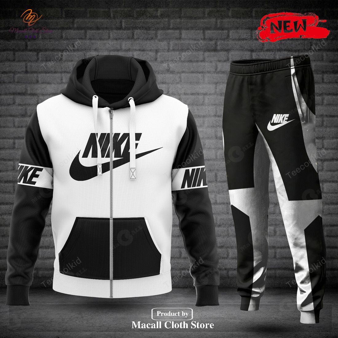 Nike White Design Classic Hot Luxury Fashion For Man Hoodie Sweatshirt 3D And Pants