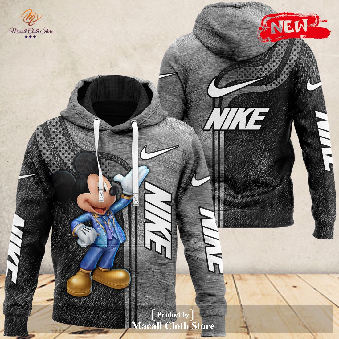 Nike x Mickey Mouse Gray Fashion Luxury US Hoodie Sweatshirt 3D And Pants