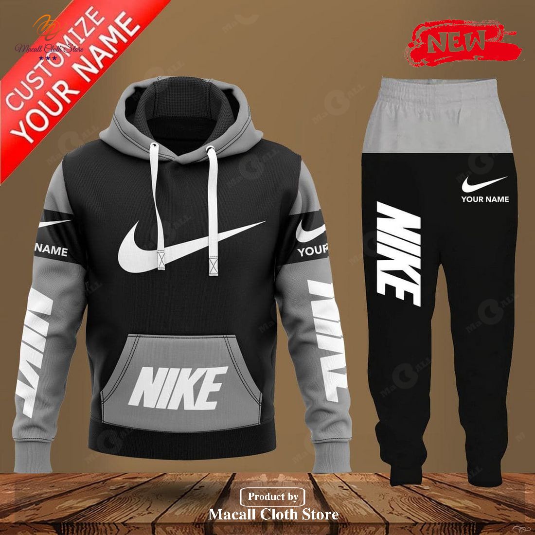 Personalized Nike Black Design Classic Hot Luxury Design Hoodie Sweatshirt 3D And Pants